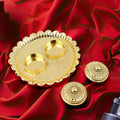 Beautiful round Puja Thali with multiple compartments for Kumkum and offerings.