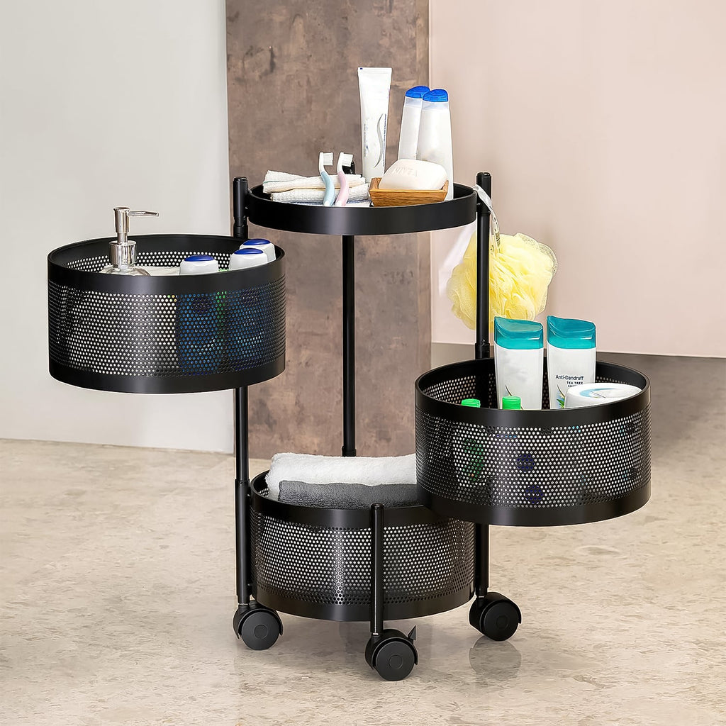 Metal kitchen trolley with 3 spacious layers and wheels for easy storage