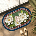 Absorbent bath mat with vibrant 3D floral design for a stylish bathroom.