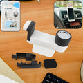 White 180 degree rotating car phone holder mounted on ventilation blade