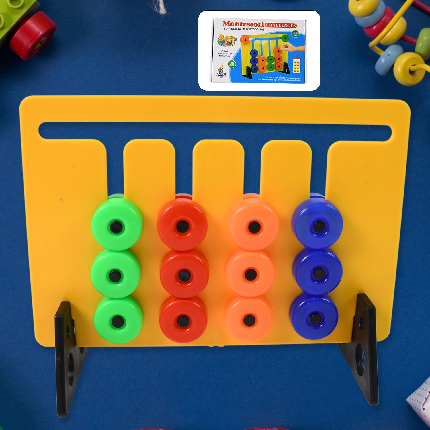 Vibrant Montessori Slide Puzzle set featuring colorful sliding educational pieces.