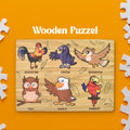 Wooden Bird Puzzle educational board with colourful bird pieces by Inventive Play.