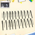 Refillable black marker pen set including 20 pens and extra ink refills suitable for office use