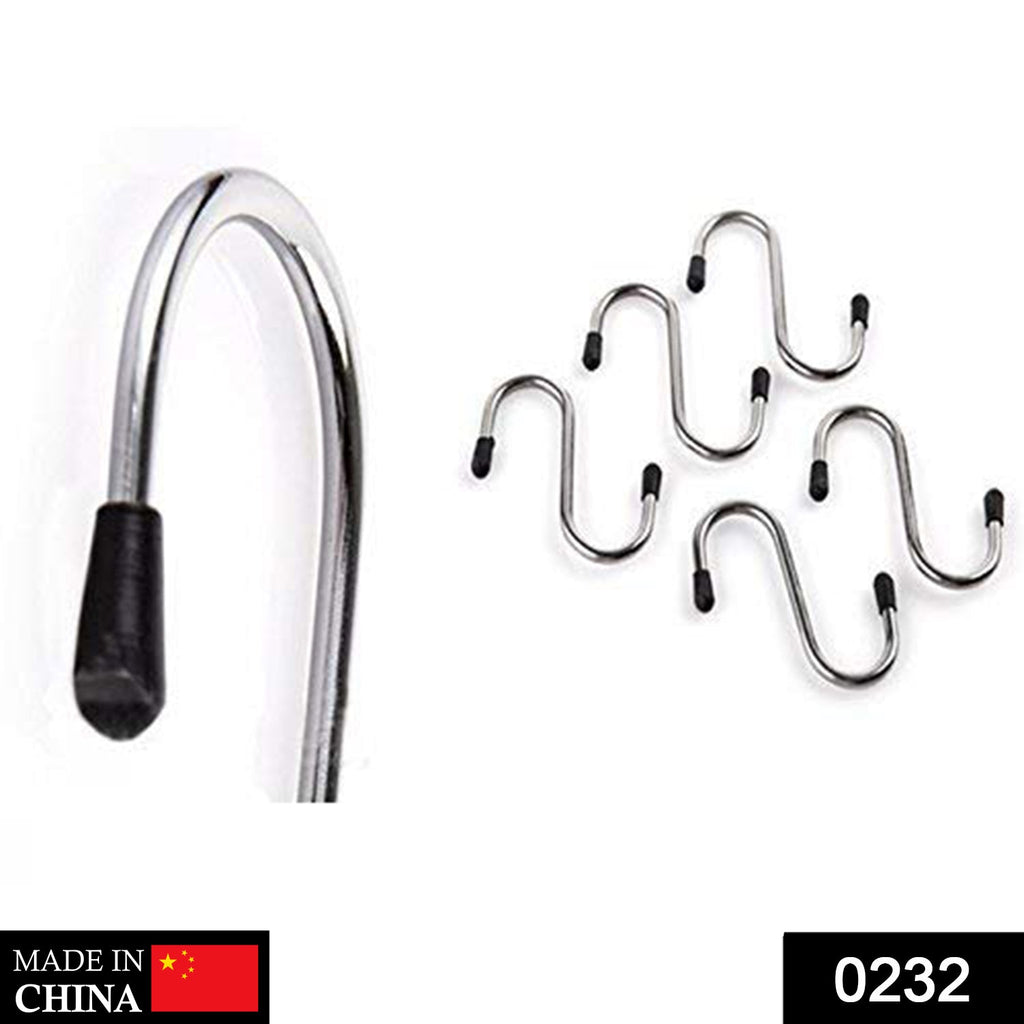 Single stainless steel S-hook, great for kitchen & garage organization.