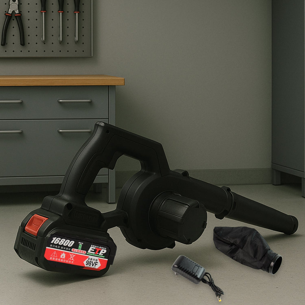 Home and garden air blower kit with attached dust collection bag