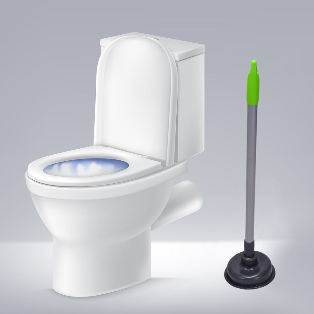 Heavy-duty toilet plunger with ergonomic handle for effective clog removal.