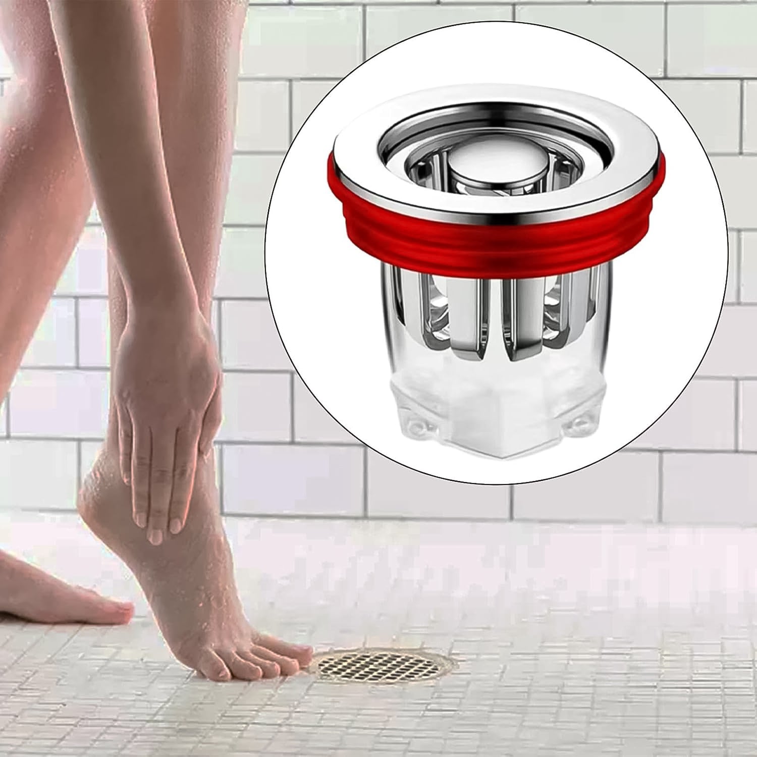 Plastic floor drain stopper featuring anti-backflow magnetic valve design