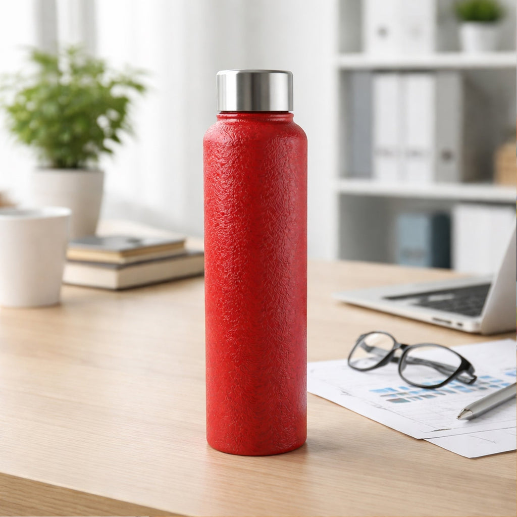 Red stainless steel water bottle 1000 ML front view