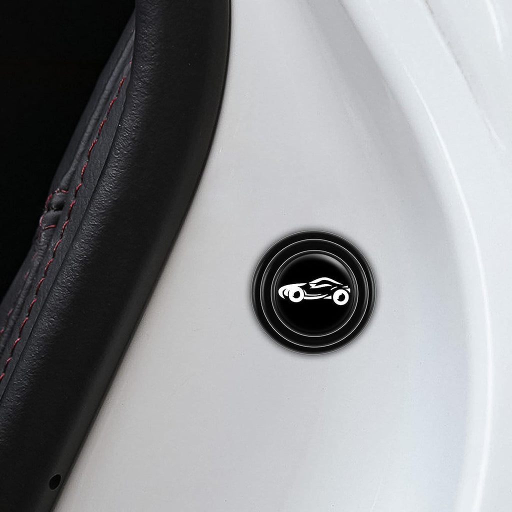 Car door shock absorber sticker discreetly applied to a car door edge.