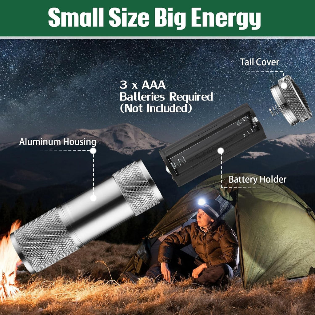 Side view of the compact 9 LED Pocket Torch with its battery compartment open.