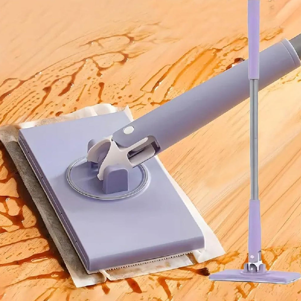 Close-up view of the ergonomic push-pull handle of the automatic mini mop.