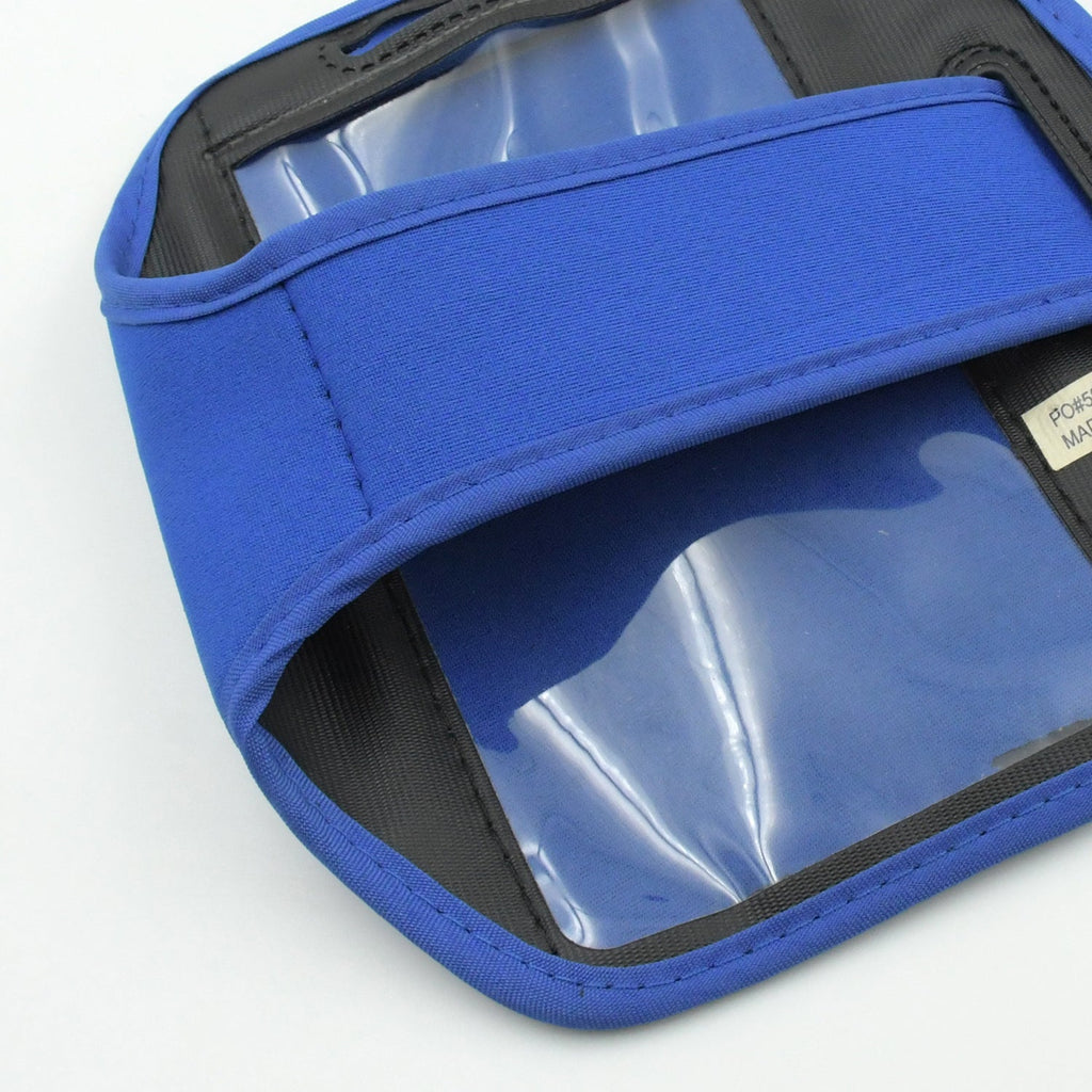 Side view of the running armband, illustrating its slim profile and how it sits on the arm.