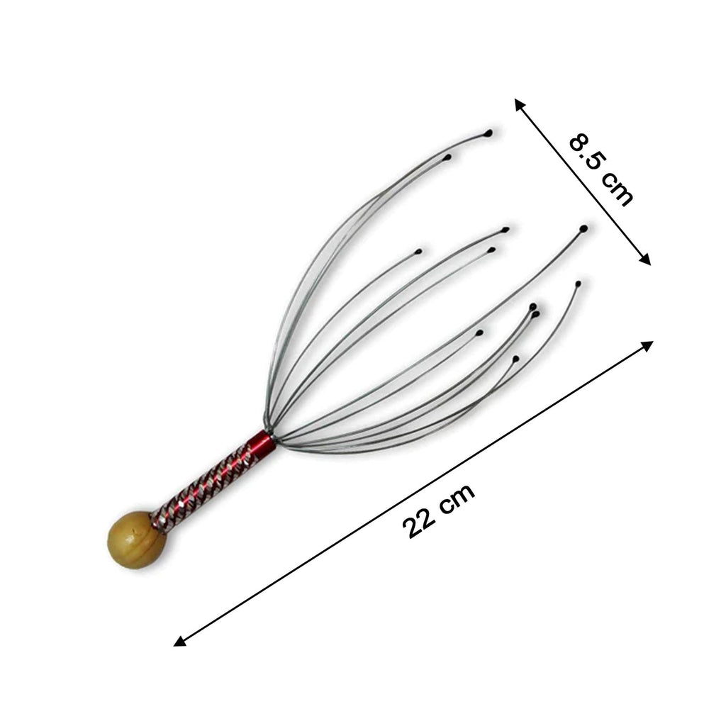 A user enjoying a therapeutic head massage with the handheld stress relief massager.