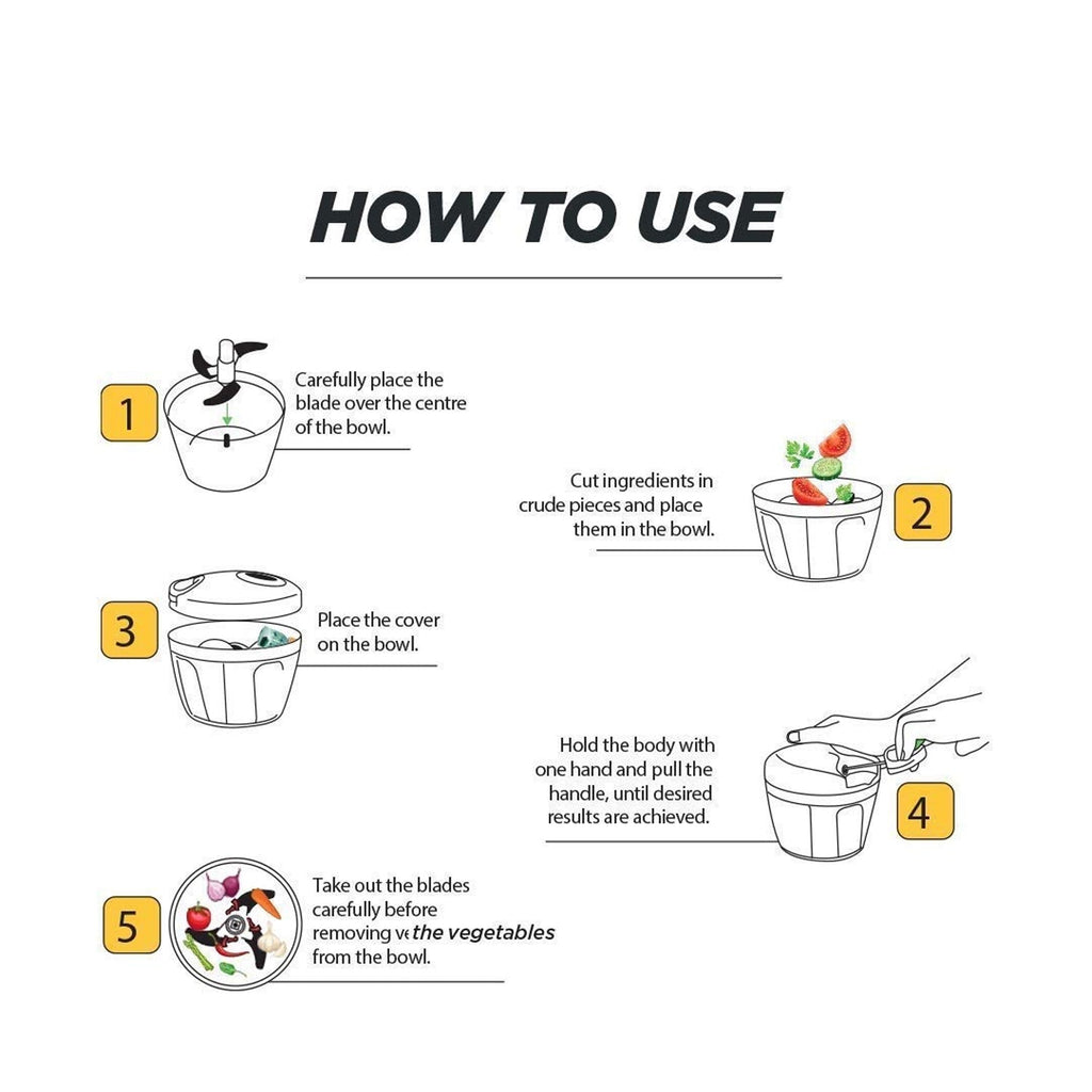 Clear 750ml bowl of the manual vegetable chopper, showing capacity.