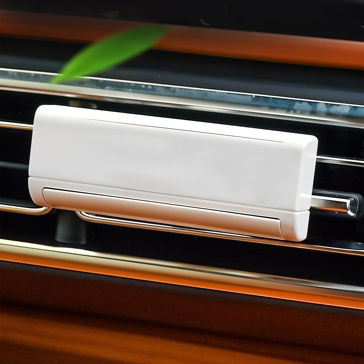 Car interior ambience with solar-powered air freshener releasing scent