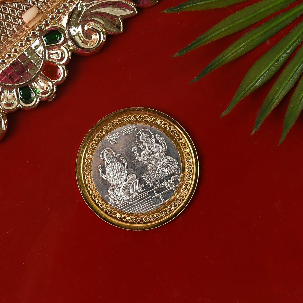 Premium dual finish Lakshmi Ganesh coin ideal for pooja and gifting