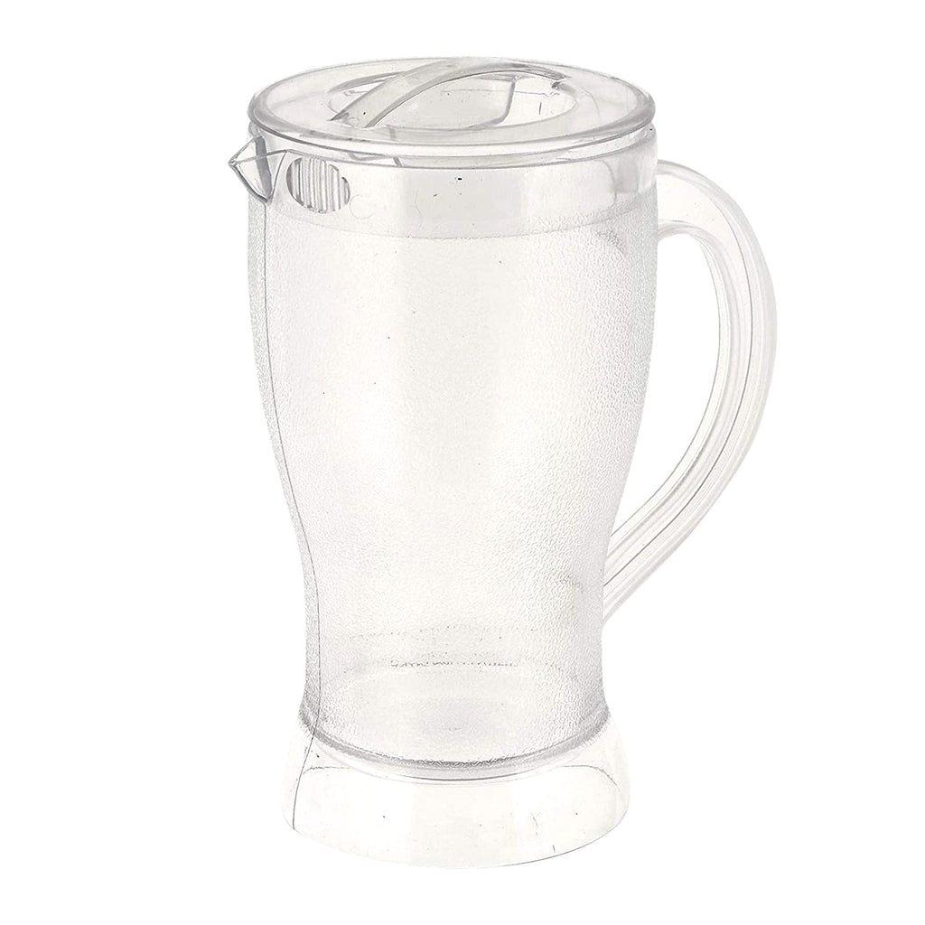 Lemon jug with clear body and spill-resistant lid for fresh drinks