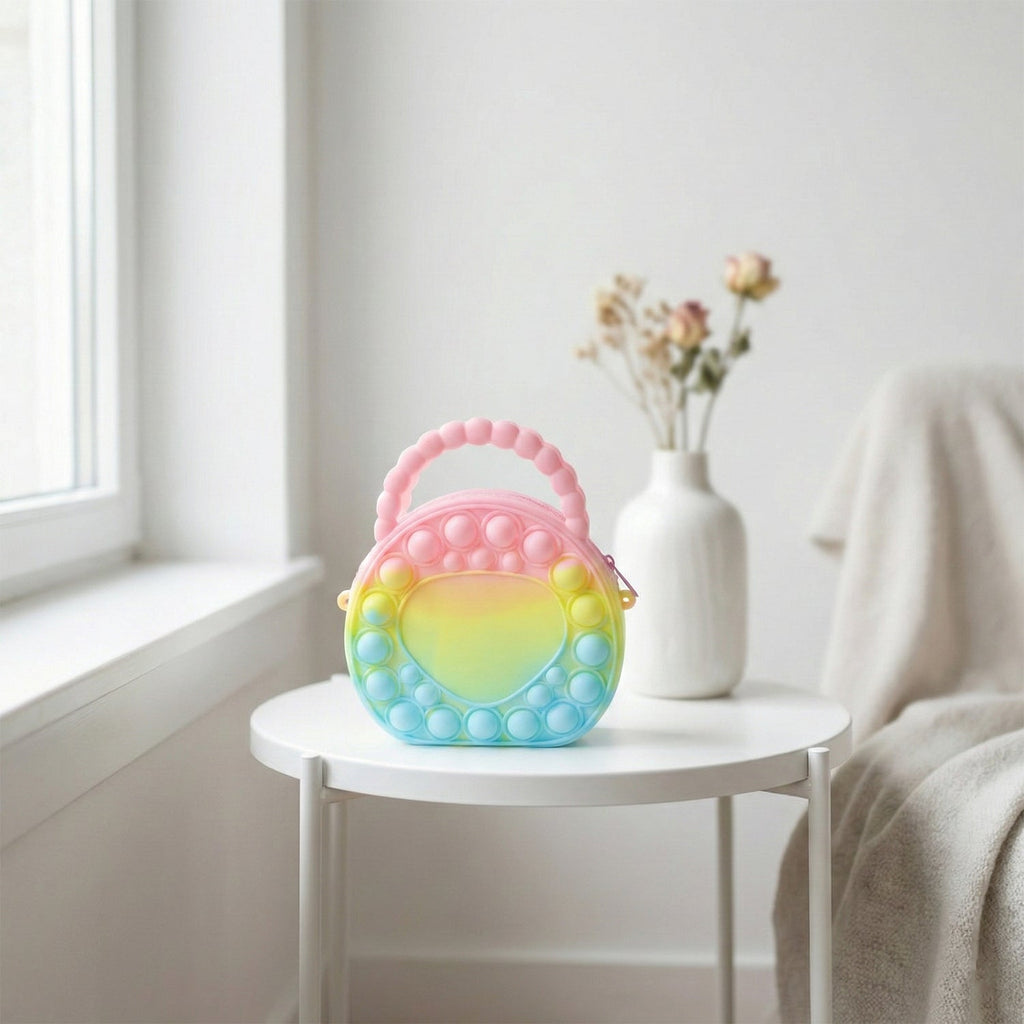 Durable anti stress silicone pop coin purse with bubble fidget texture