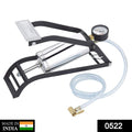 Heavy-duty steel foot pump with gauge for car and bike tires.
