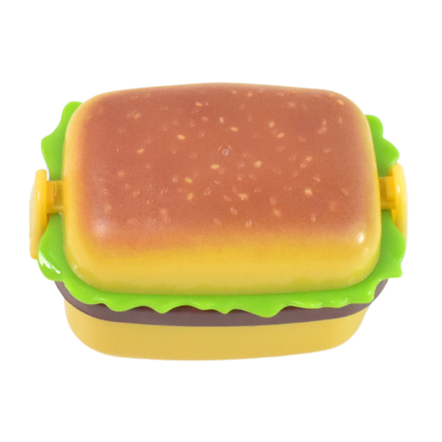 Close-up detailed view of happy meal burger shape sharpener for kids