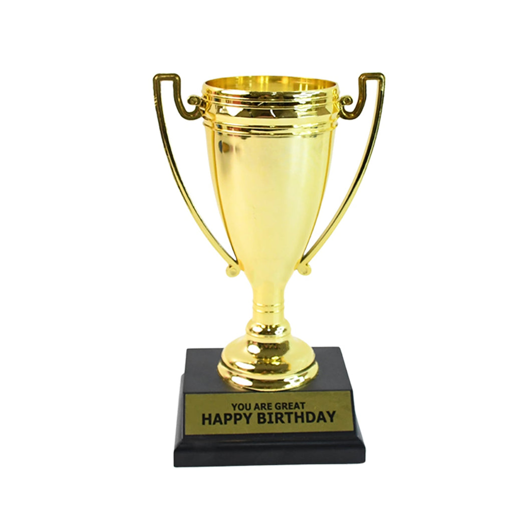 Celebrate Gold Mini Trophy with metallic finish and black base