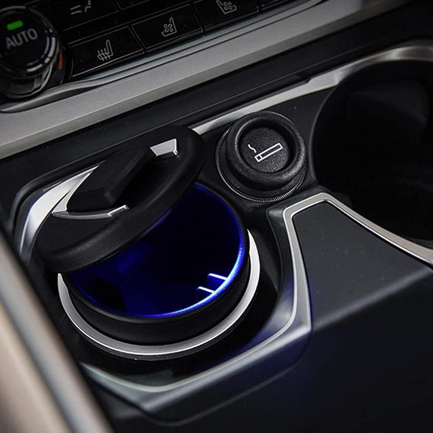 Durable ABS portable car ashtray featuring lid and LED light