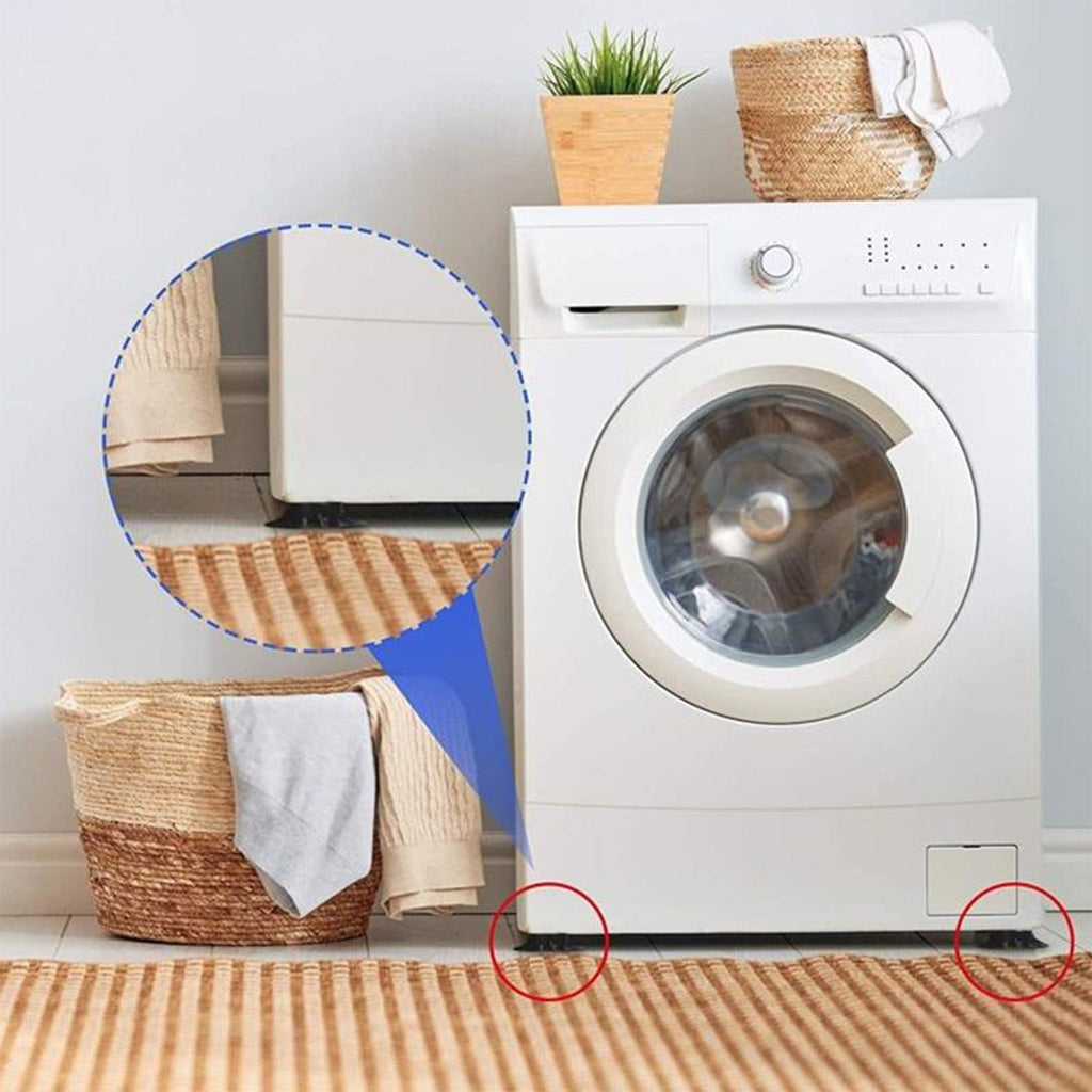 Compact stack of 4 GlimmerHome furniture vibration pads, ready for use.