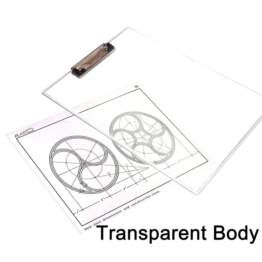 Portable transparent exam pad with ruler, perfect for on-the-go study.