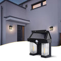 Outdoor Solar Wall Lamp with a sleek design mounted on an exterior wall at dusk.