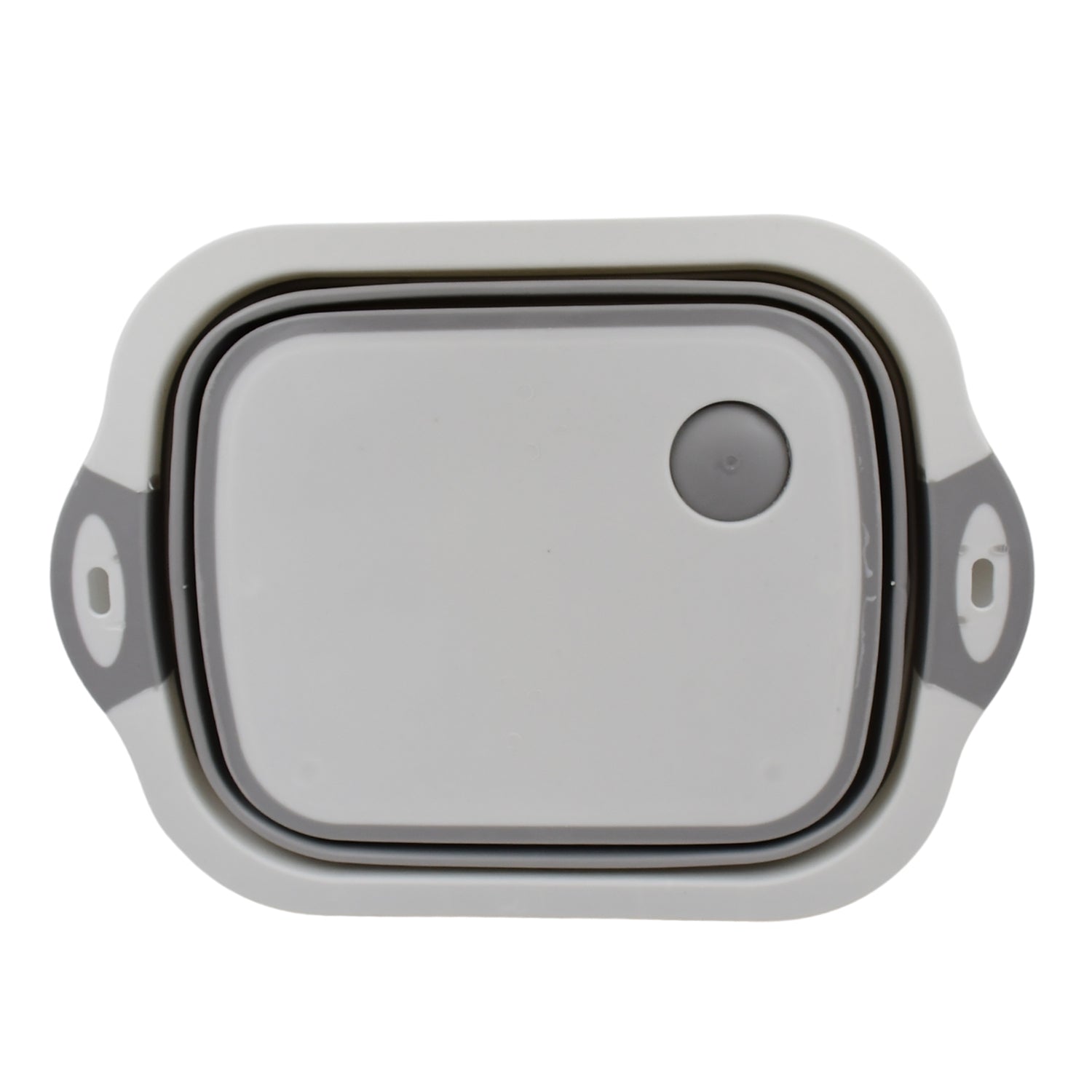 Versatile kitchen tool acting as both a cutting surface and a storage basket.