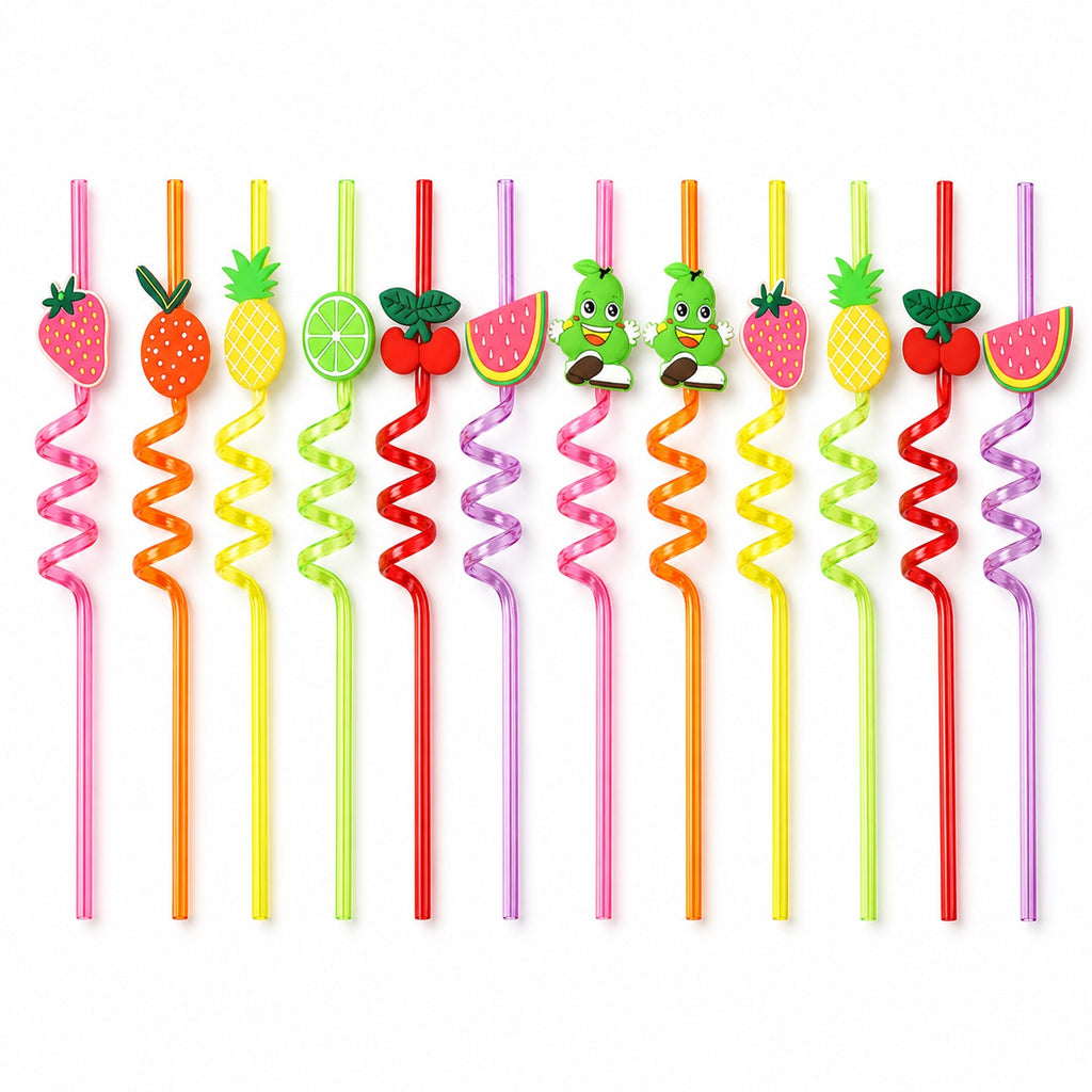 Happy child enjoying a drink with a fun, truck-decorated reusable straw.