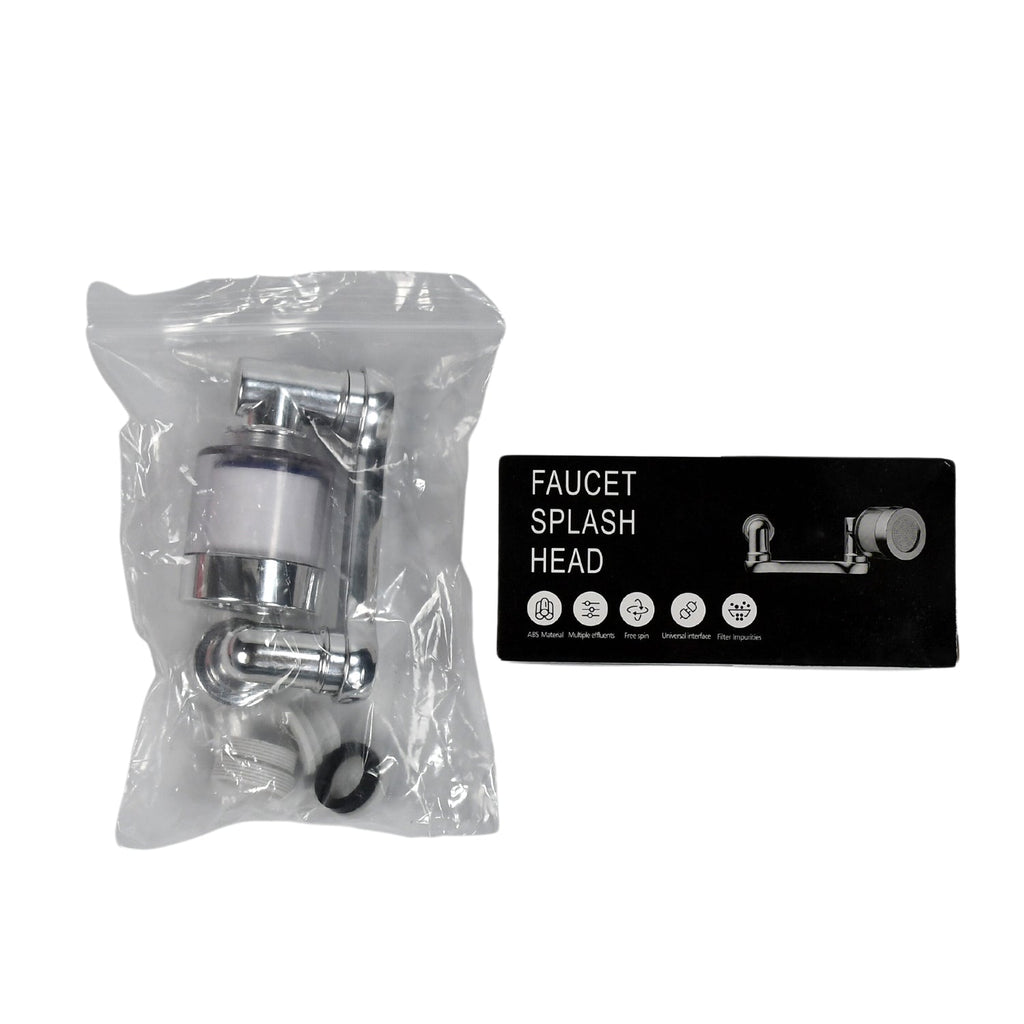 The rotating faucet sprayer nozzle showing its dual water flow outlets.