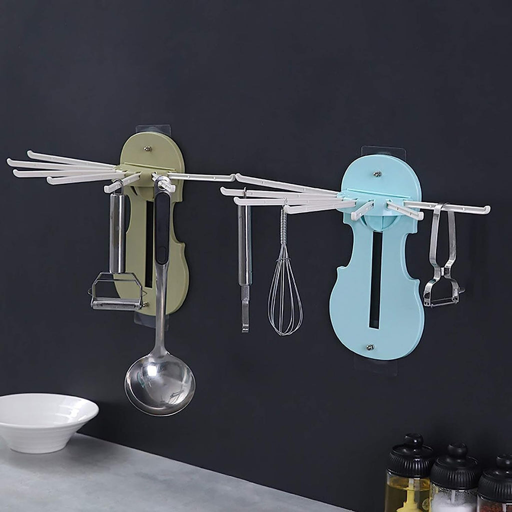 Detailed view of the push-up mechanism and hook rotation on the wall hanger.