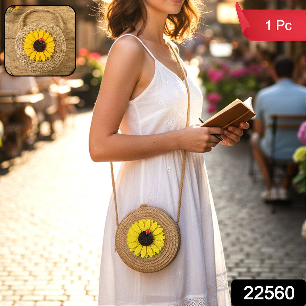 Side view of sunflower mini crossbody purse
