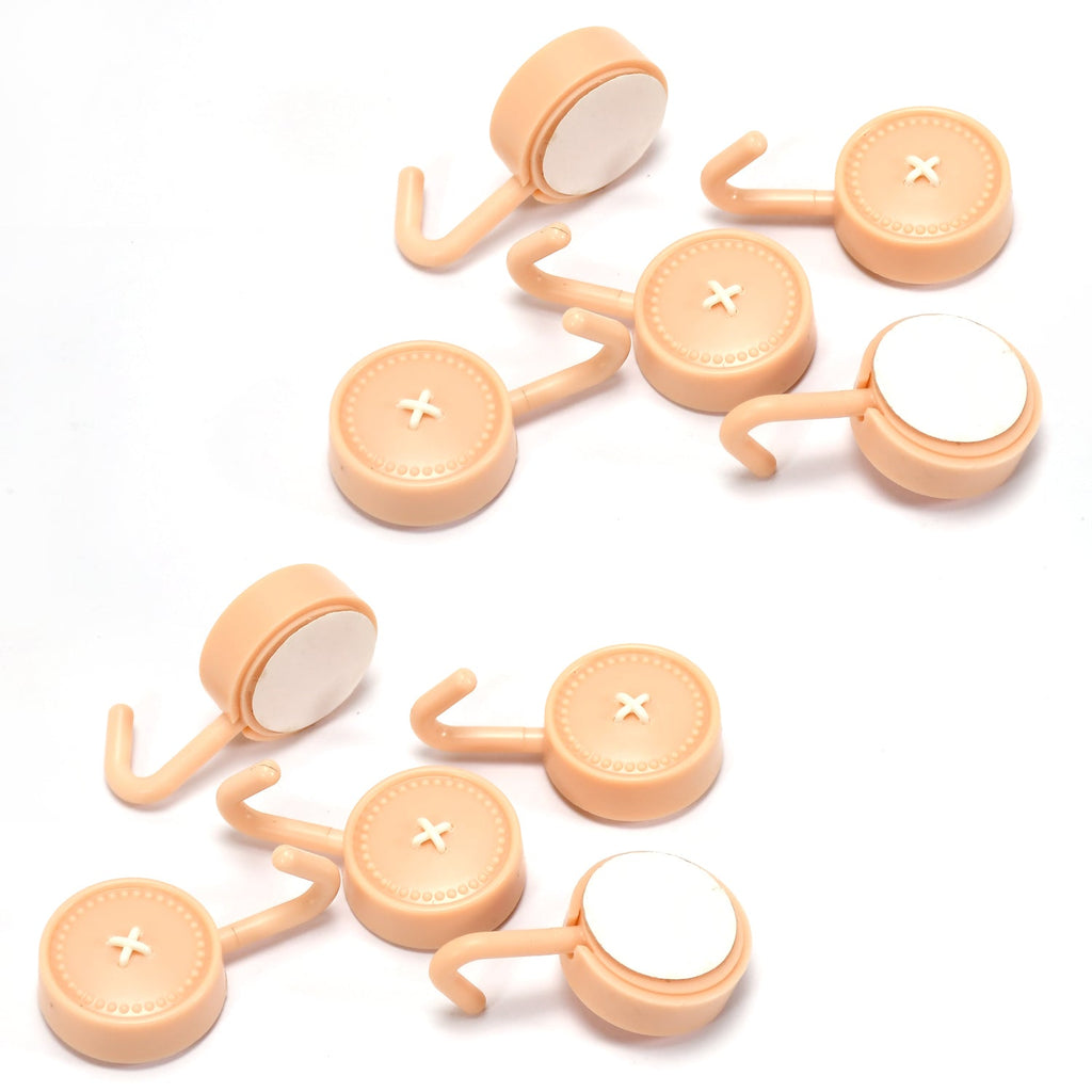 Set of 10 clear adhesive hooks displayed for home organization.