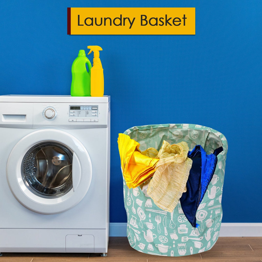 Compact foldable storage bag for laundry and toys, demonstrating its space-saving design.