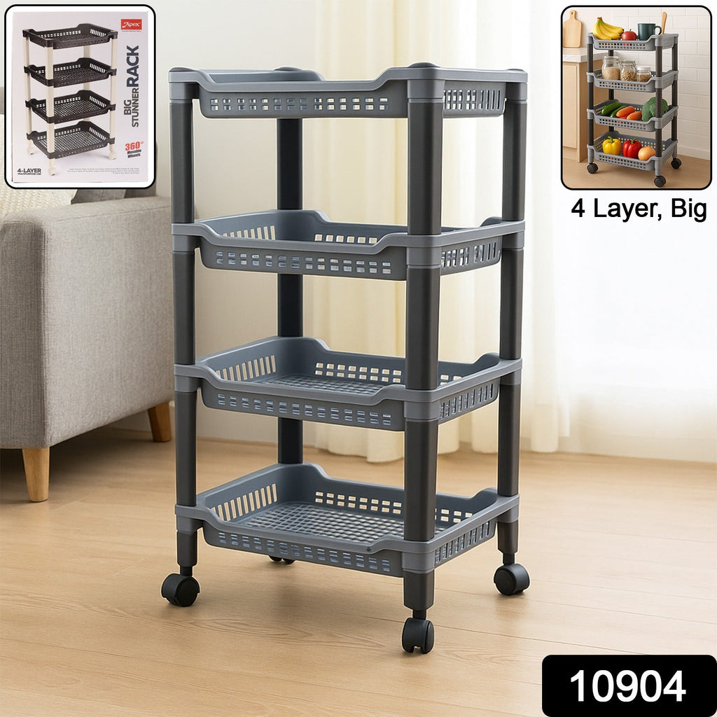 Apex plastic storage rack showing stable legs and easy mobility with wheels