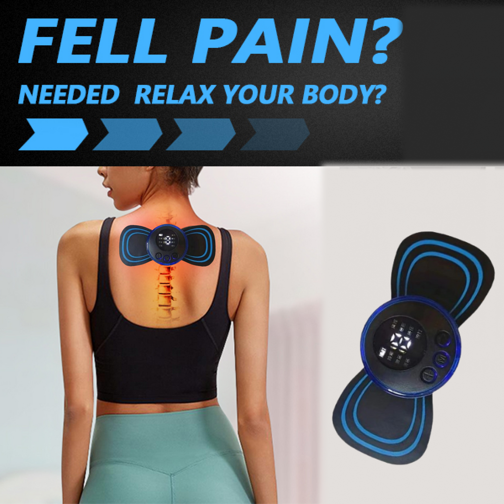 Electric neck massager displaying its 8 massage modes and intensity levels.