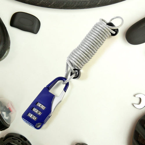 3-digit combination anti-theft padlock featuring built-in wire cable for security