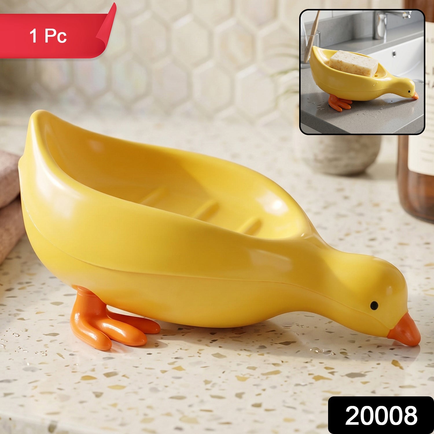 Kids bathroom soap holder tray with duck design