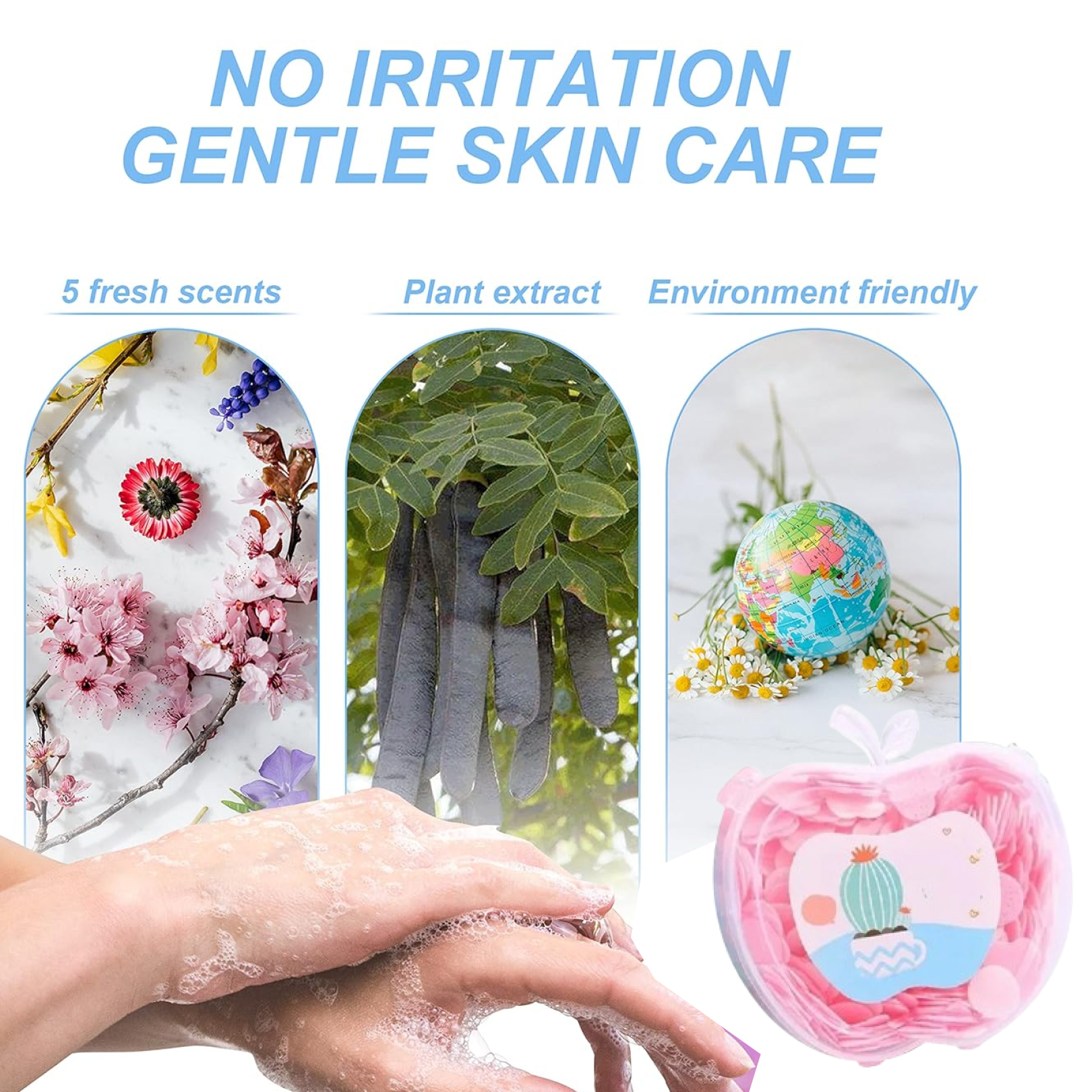 Close-up view of vibrant red apple design paper soap sheets.