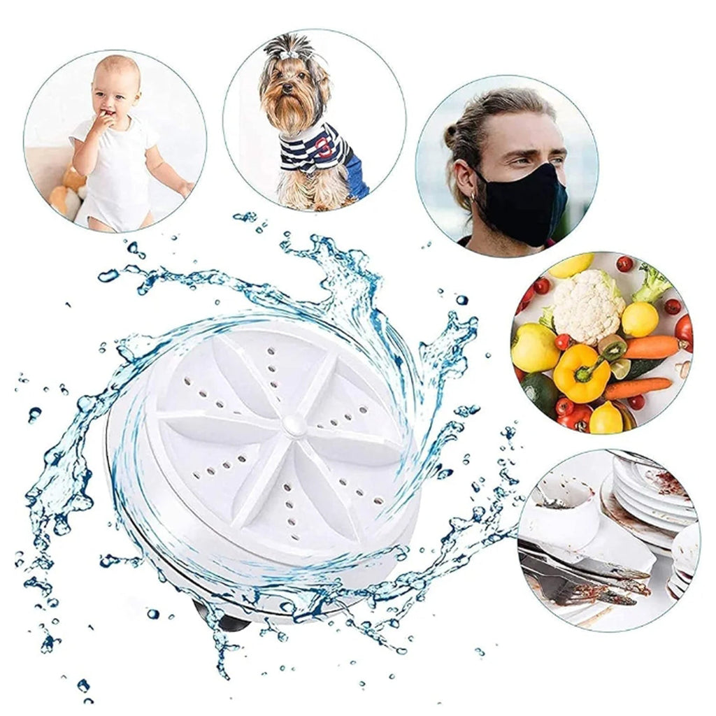 Compact USB mini washing machine on white background