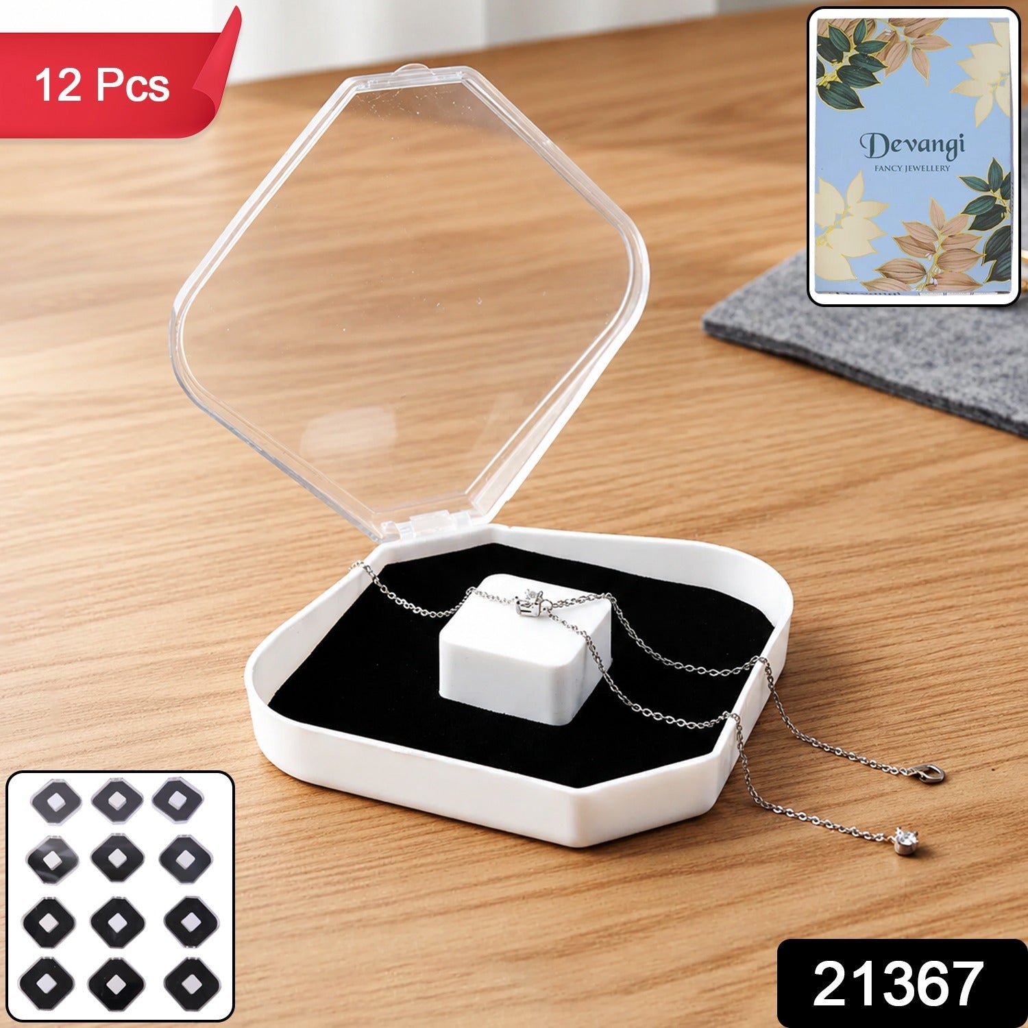 Jewellery Storage Box Set – 12 Pc Soft Cushion Display