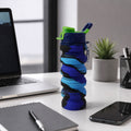 Foldable silicone water bottle 500ml with leakproof flip lid and carabiner