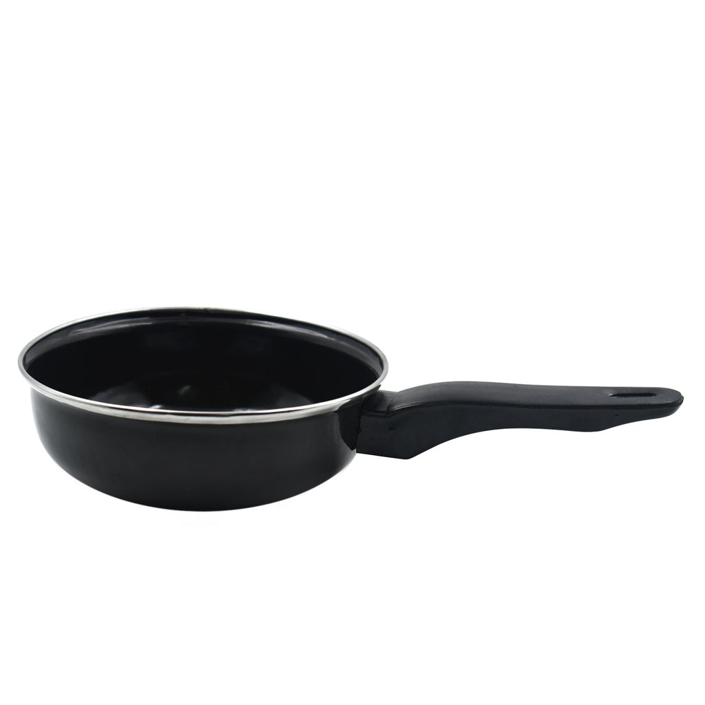 Another angle of the Indo Glow non-stick fry pan, suitable for various cooktops.