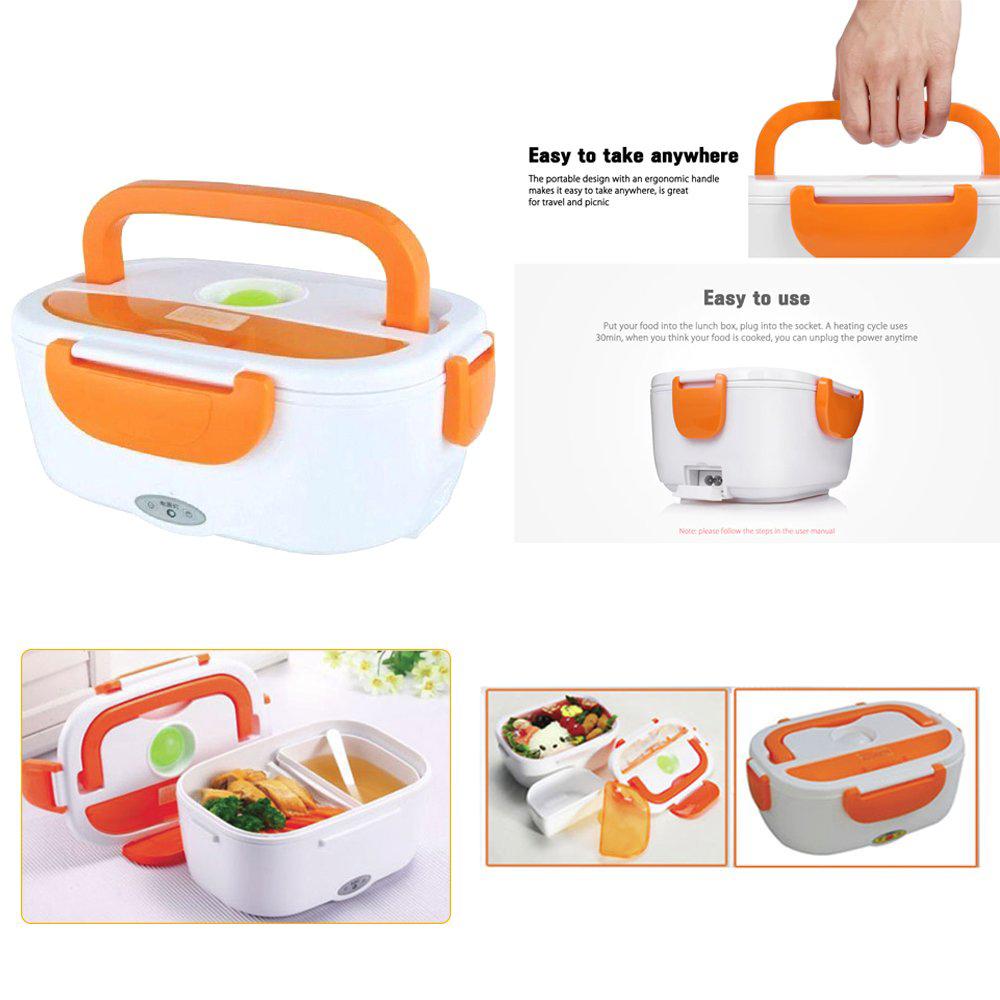 A purple Electric Lunch Box plugged in, ready to warm a healthy meal.