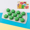 Flexible silicone fruit shape ice cube tray with multiple cavities.