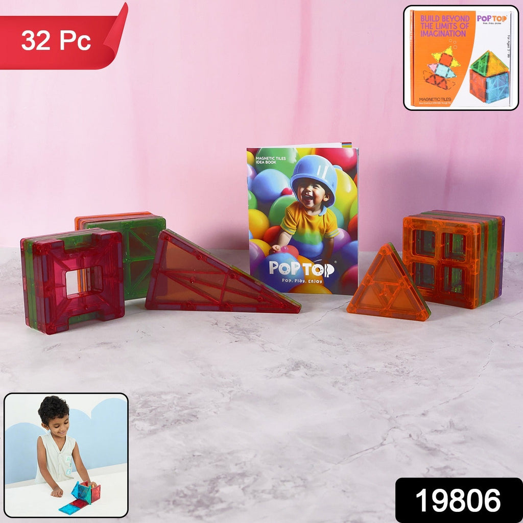 Child enjoying creative play with magnetic building tiles