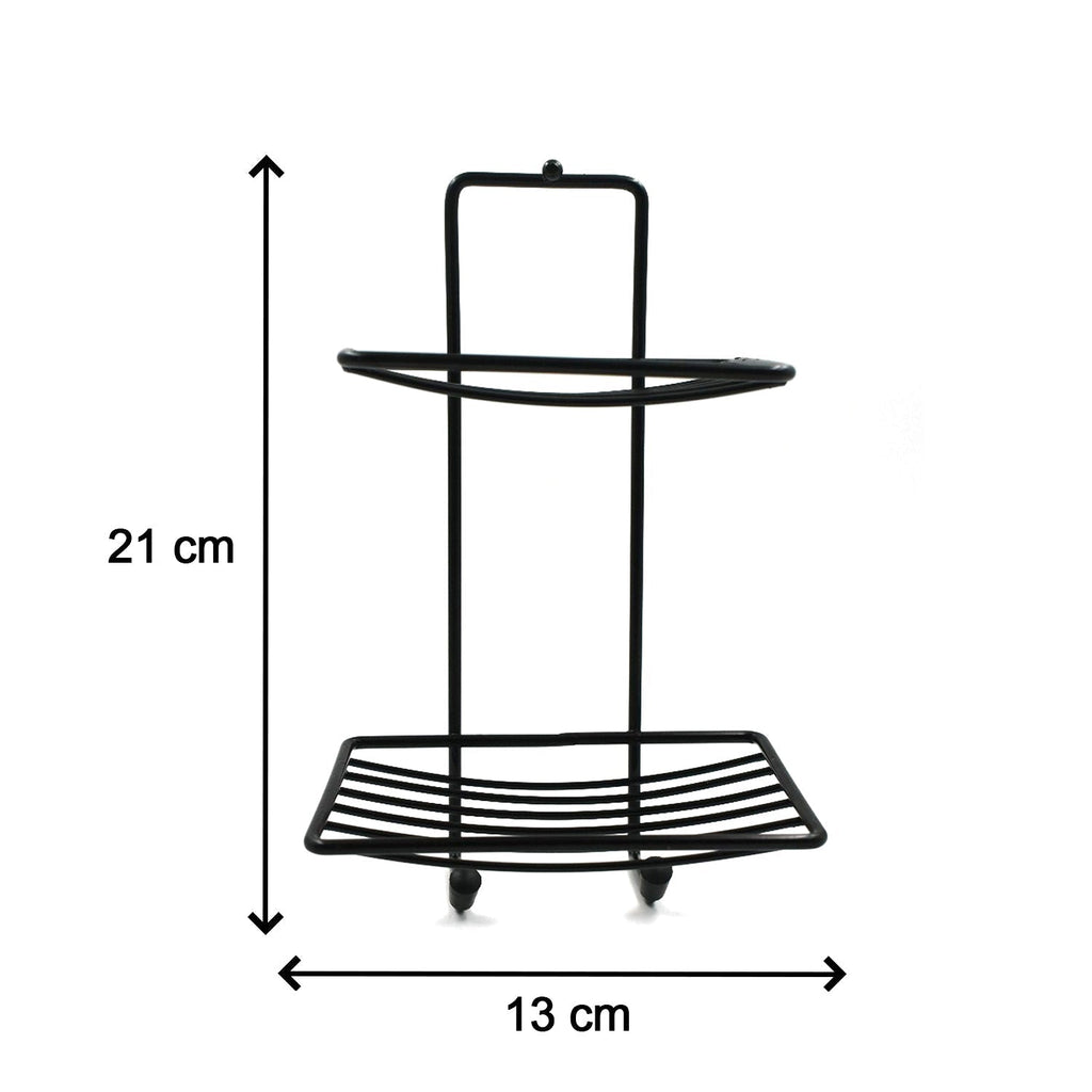Close-up of the compact 2-layer stainless steel soap holder.