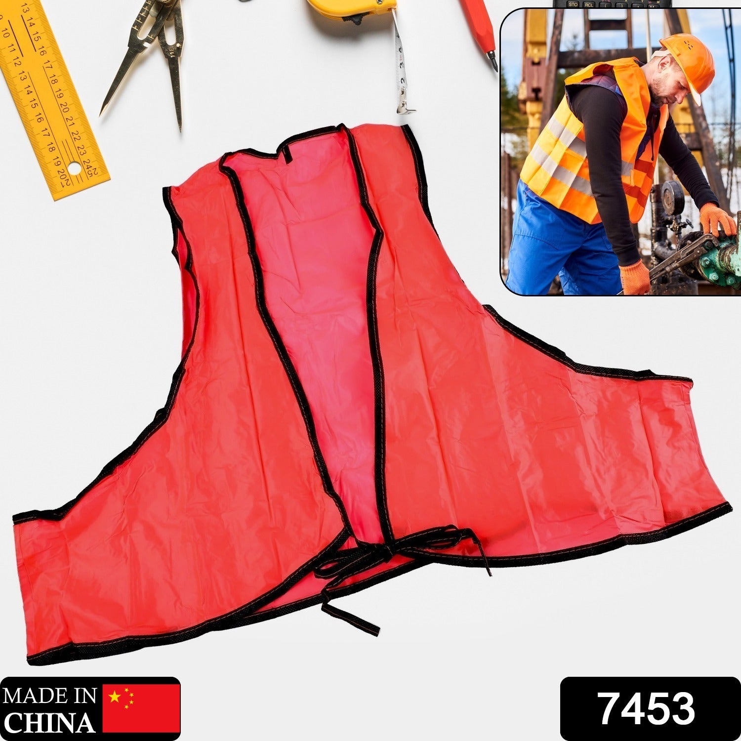 A person wearing a fluorescent yellow high visibility safety vest, demonstrating its comfortable fit and purpose.